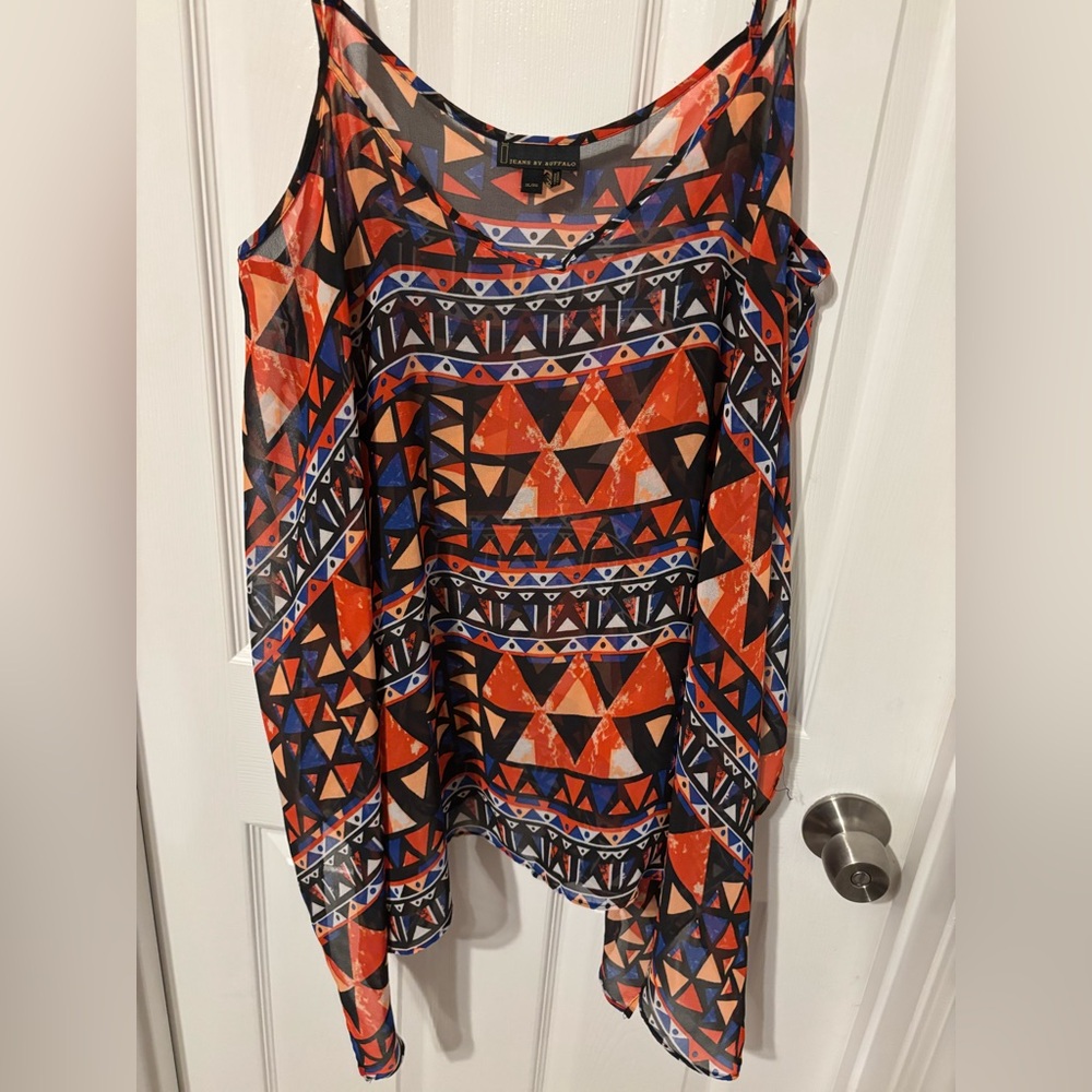 i jeans by Buffalo Orange and Blue Geometric Camisole